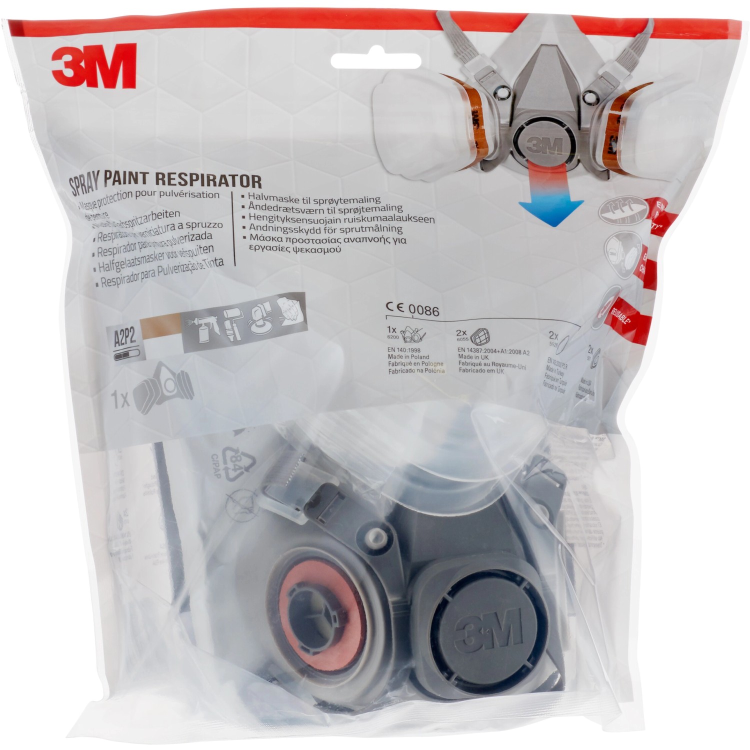 3M Półmaska z wymiennymi filtrami 6002KIT-1, A2P2 - zestaw z filtrami
