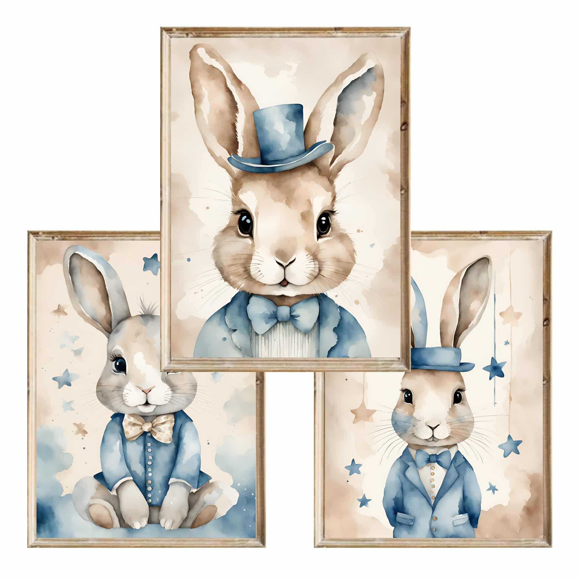 Zestaw trzech plakatów dla dzieci Blue Bunny - A3