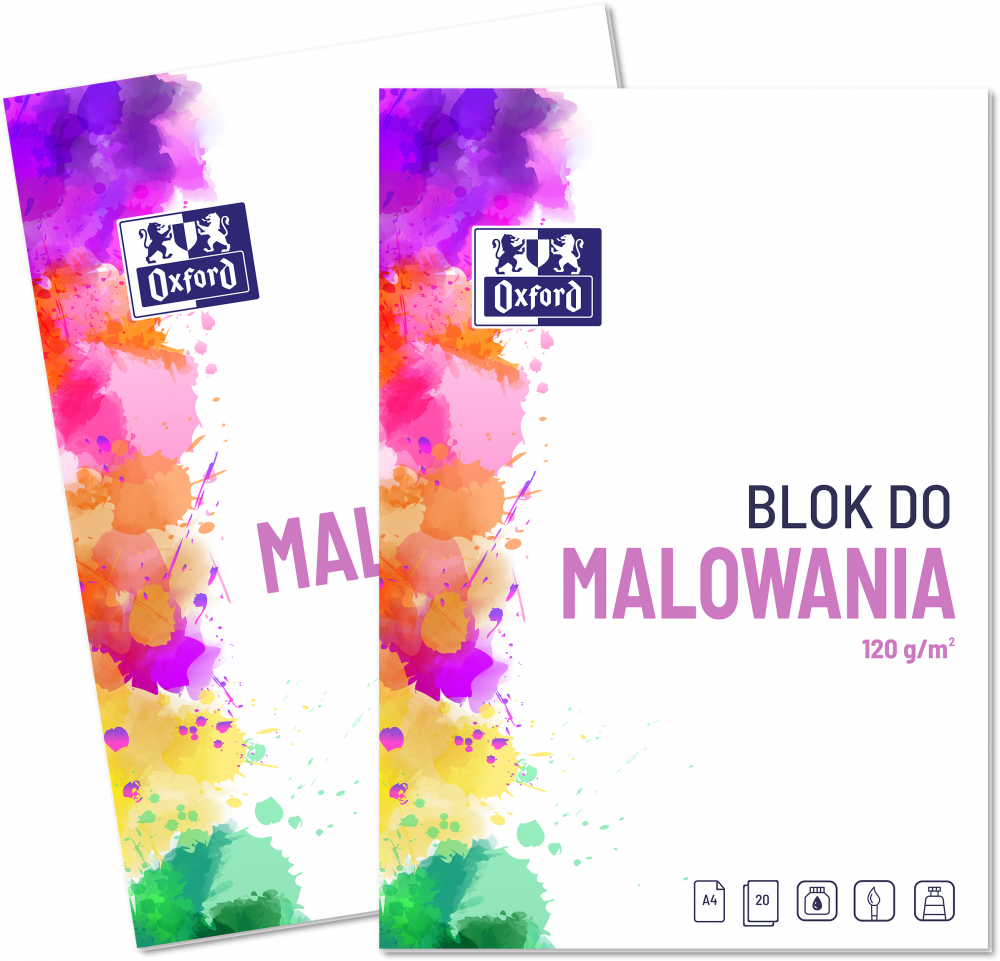 2x Blok rysunkowy do malowania Oxford, A4, 20 kartek, biały