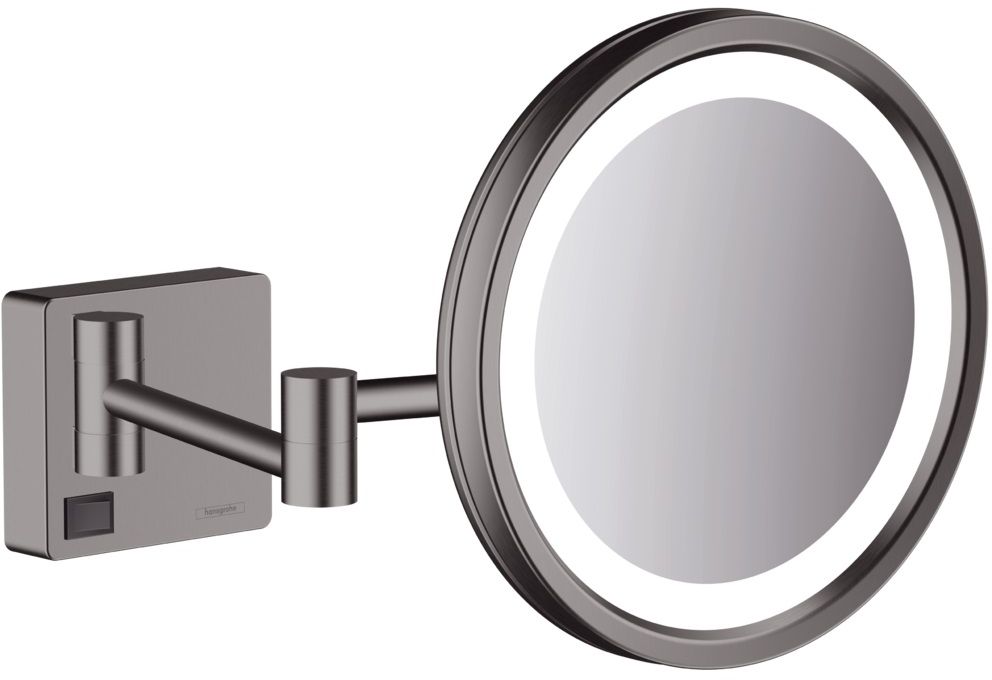 Hansgrohe AddStoris lusterko kosmetyczne 21,7x21,7 cm okrągłe z oświetleniem czarny chrom szczotkowany 41790340 - Wysyłka w 24h
