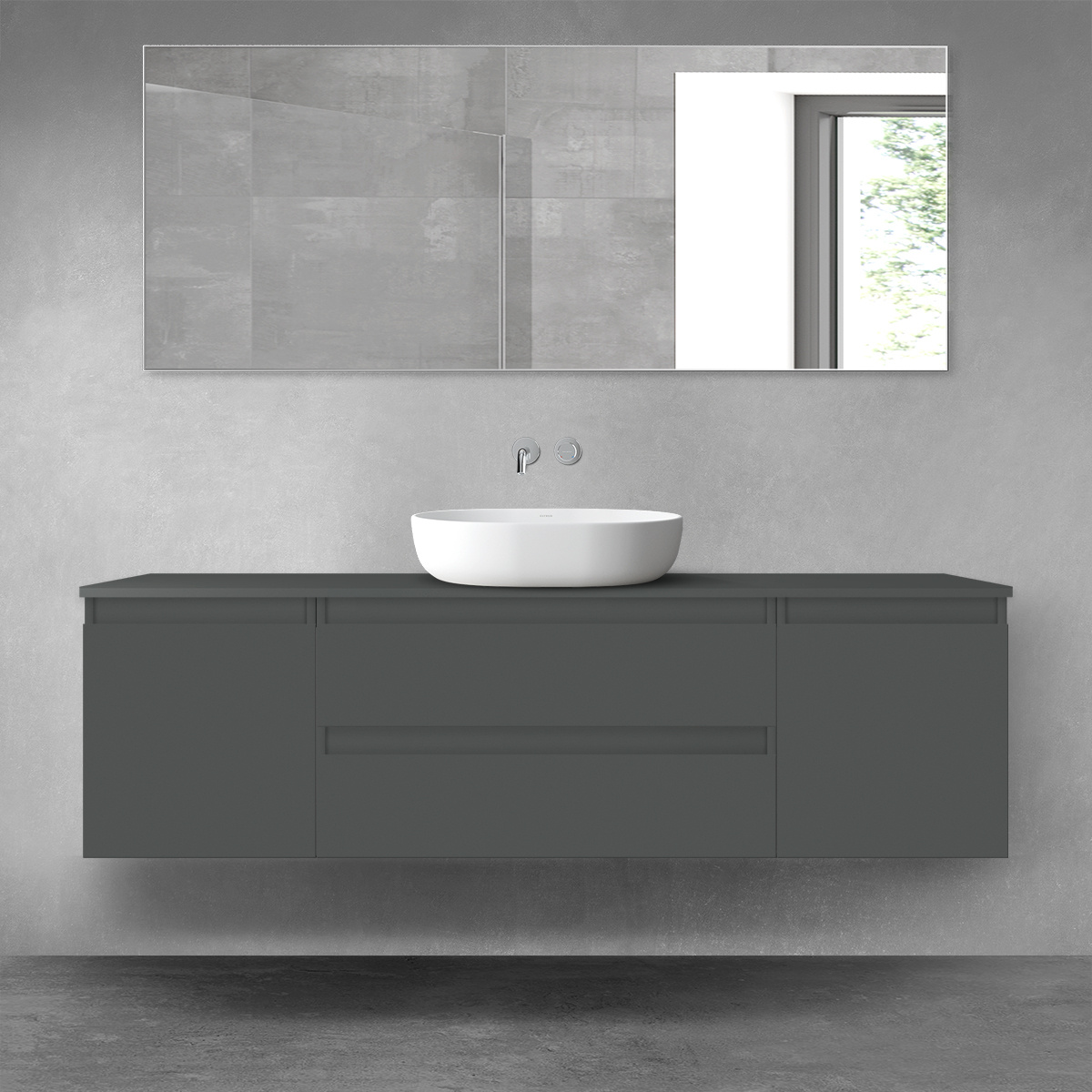 Oltens Vernal zestaw mebli łazienkowych 160 cm z blatem grafit mat 68378400 - Wysyłka w 24h
