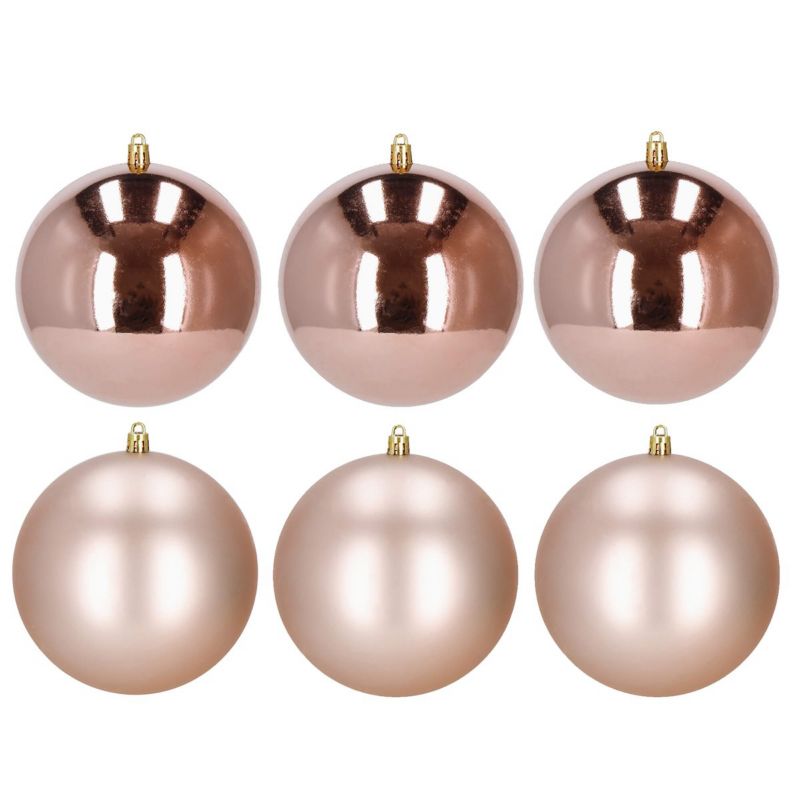 Bombki choinkowe Springos, zestaw 10cm rose gold, ozdoby świąteczne 6 szt.