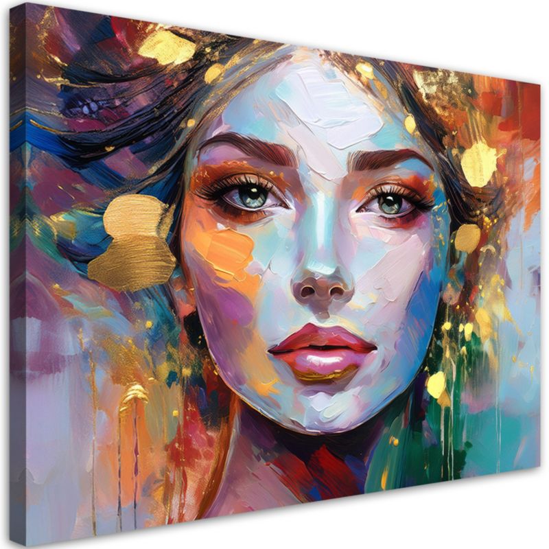 Obraz do salonu nowoczesny Feeby Portret kobiety kolorowy 90x60cm 1szt