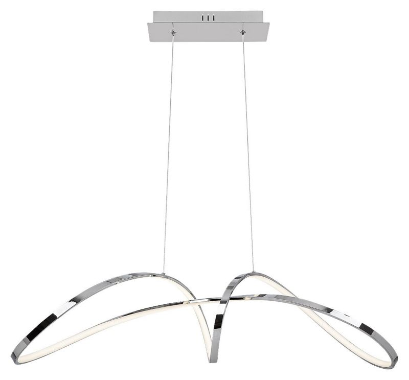 Lampa wisząca Rabalux Aisha chromowana biała wym: 110 x 86,5 x 29 cm wbudowany LED 38W 1 szt.