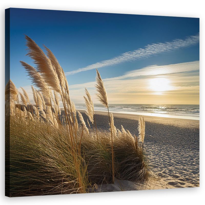 Obraz do salonu sypialni Feeby Plaża Morze Trawy Beżowy 30x30 cm 1szt