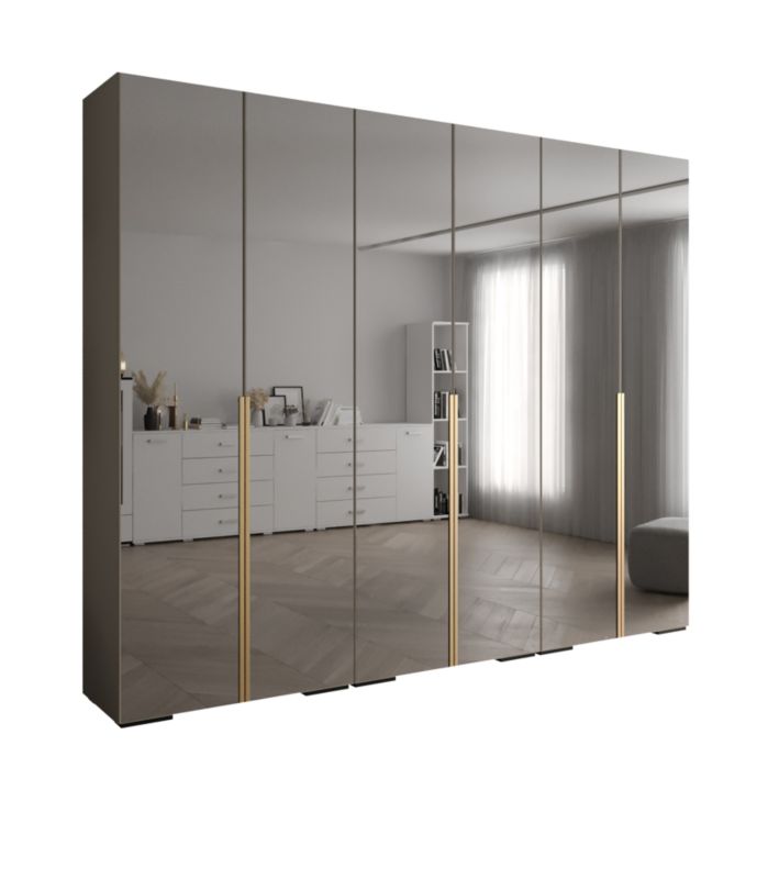 Szafa uchylna Abiks INOVA lustro wz.1 szer.300cm (kaszmir/złoty)