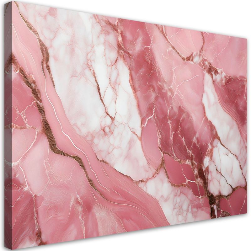 Obraz na płótnie Feeby Różowy Marmur Kamień Elementy Złota 100x70cm 1szt