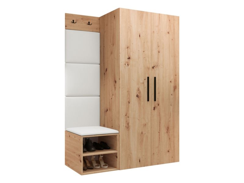 Garderoba MIRJAN 24 Medi IV dąb artisan + biała ekoskóra 1 kpl.