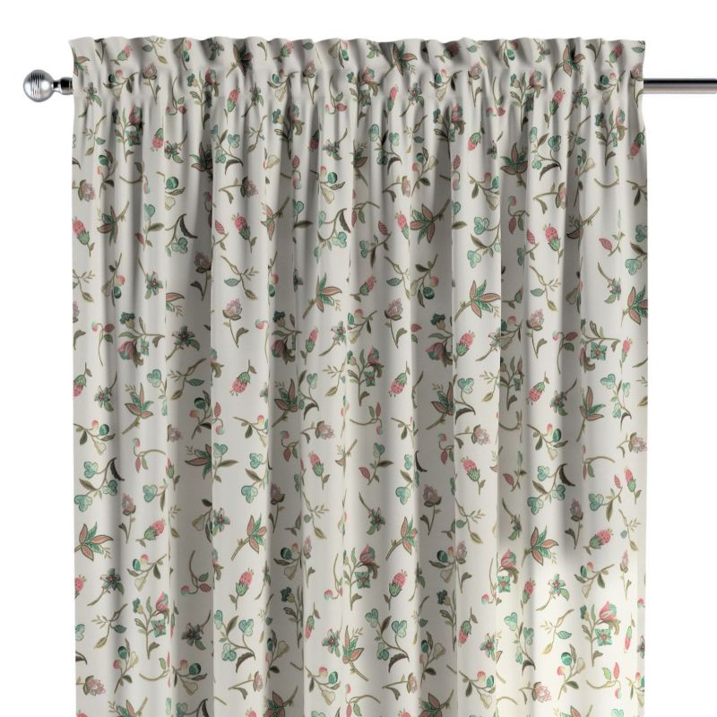 Zasłona na kanale z grzywką 1 szt. 130 x 260 cm Dekoria małe kwiaty na jasnym tle 1 szt.