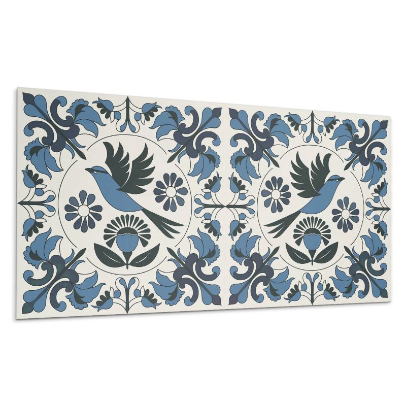 Kafelki samoprzylepne Wallfluent 60x30 cm Grafika z ptakiem otoczonym kwiatami 6 szt.