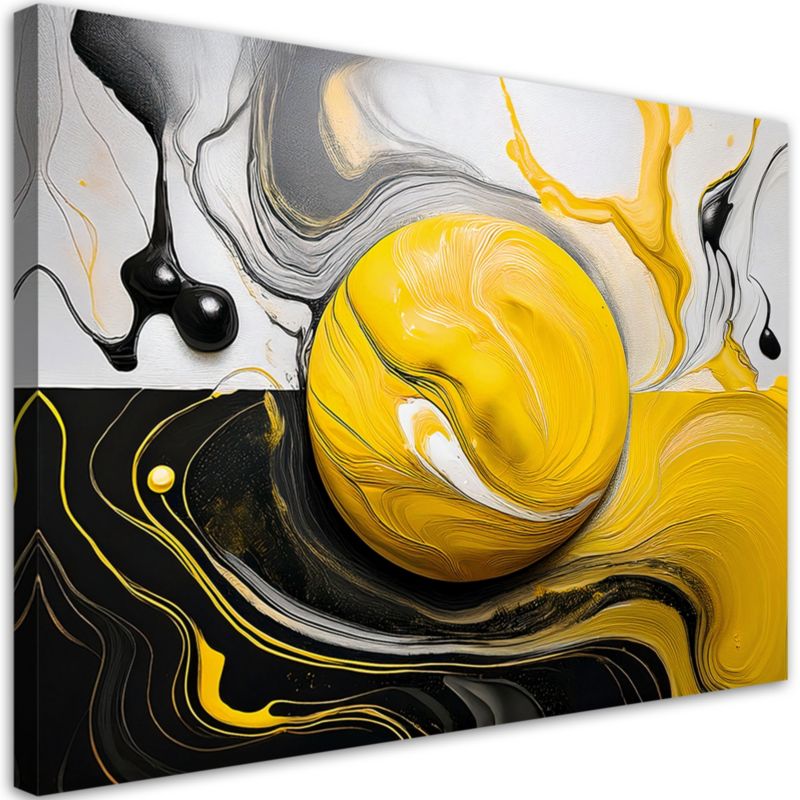 Obraz na płótnie Feeby Żółto Czarna Abstrakcja Koło 60x40cm 1szt