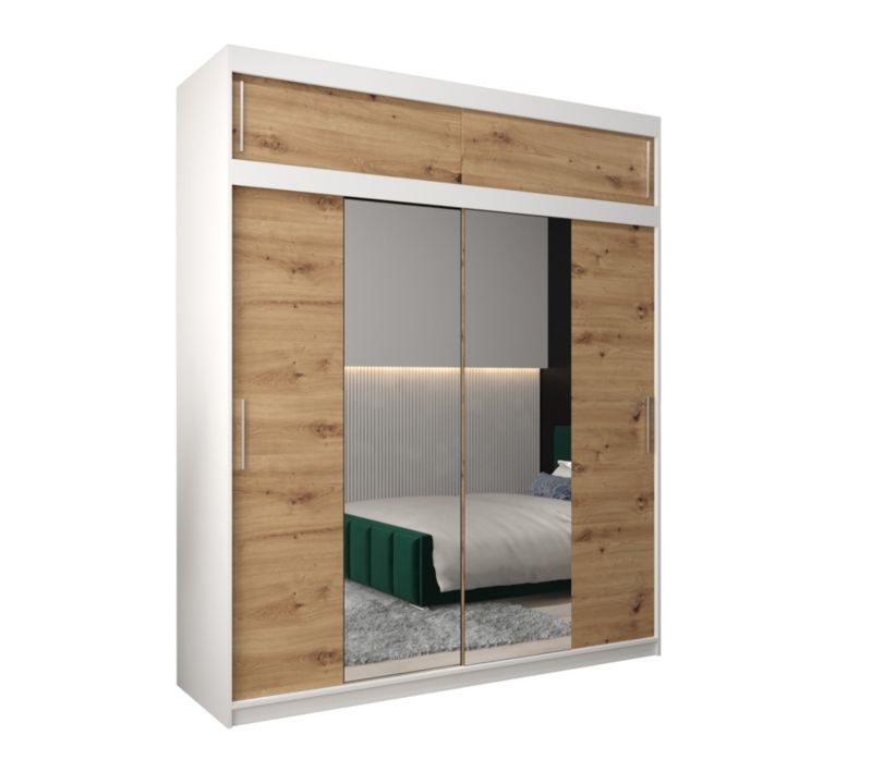 Szafa przesuwna Garderoba Abiks Tokyo 1 200 biały + artisan z nadstawką 1 szt.