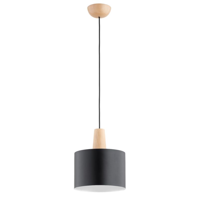 Lampa wisząca Alfa Juta jasne drewno-czarna wym: 90 x 22 x 22 cm 1xE27 x 15W 1 szt.