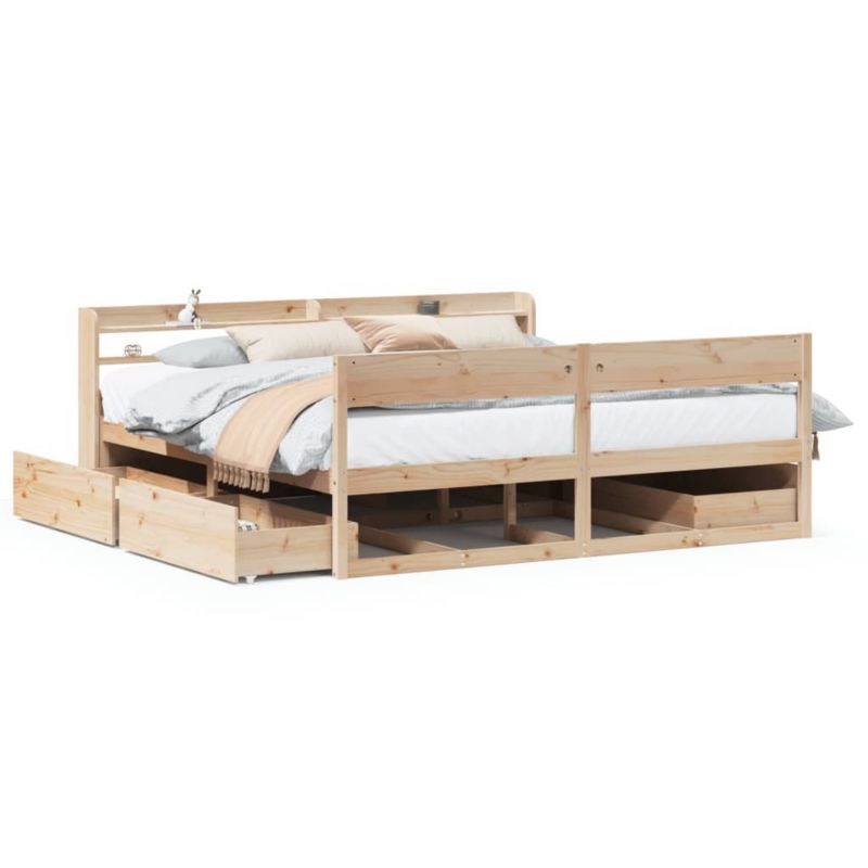 Łóżko drewniane WaszeMeble 200x200 cm brązowe WM-3307110 1 szt.