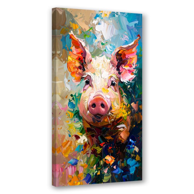 Obraz na płótnie do kuchni salonu Feeby Kolorowa Świnia farba olejna 40x80cm 1szt