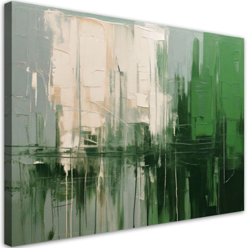 Obraz nowoczesny do salonu Feeby Abstrakcja zielona i beżowa 90x60cm 1szt