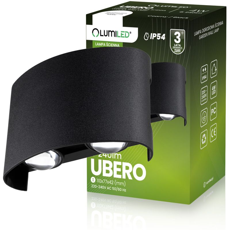 Lampa Ogrodowa Lumiled Zewnętrzna Kinkiet Elewacyjny 4W LED IP54 1 szt.