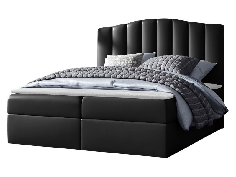 Łóżko kontynentalne MIRJAN 24 Lindos 140x200 czarna ekoskóra 1 szt.