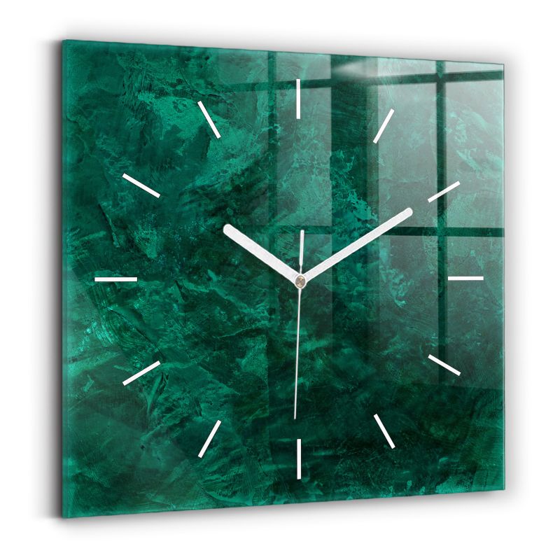 Zegar szklany białe wskazówki Wallfluent 30x30 cm Szmaragdowa ściana 1 szt.