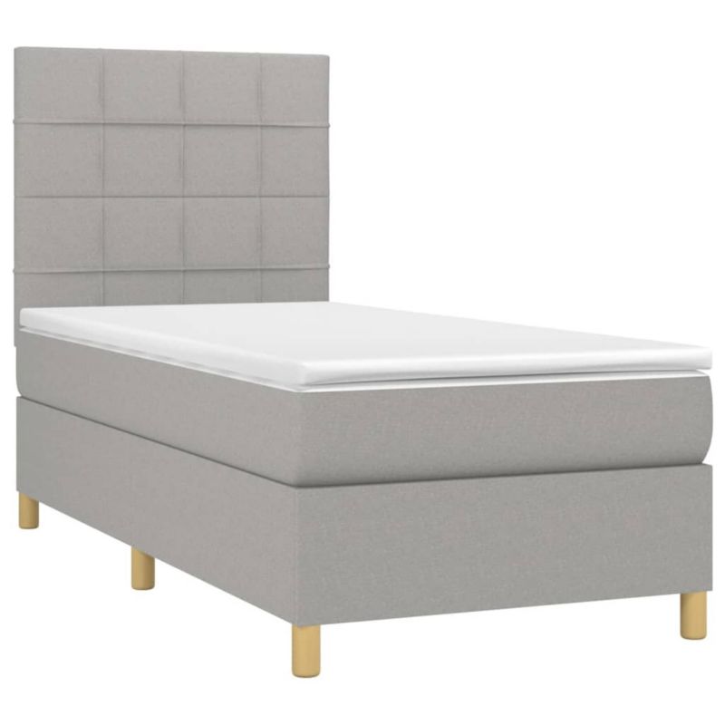 Łóżko kontynentalne WaszeMeble 90x190 cm jasnoszare WM-3135397 1 szt.