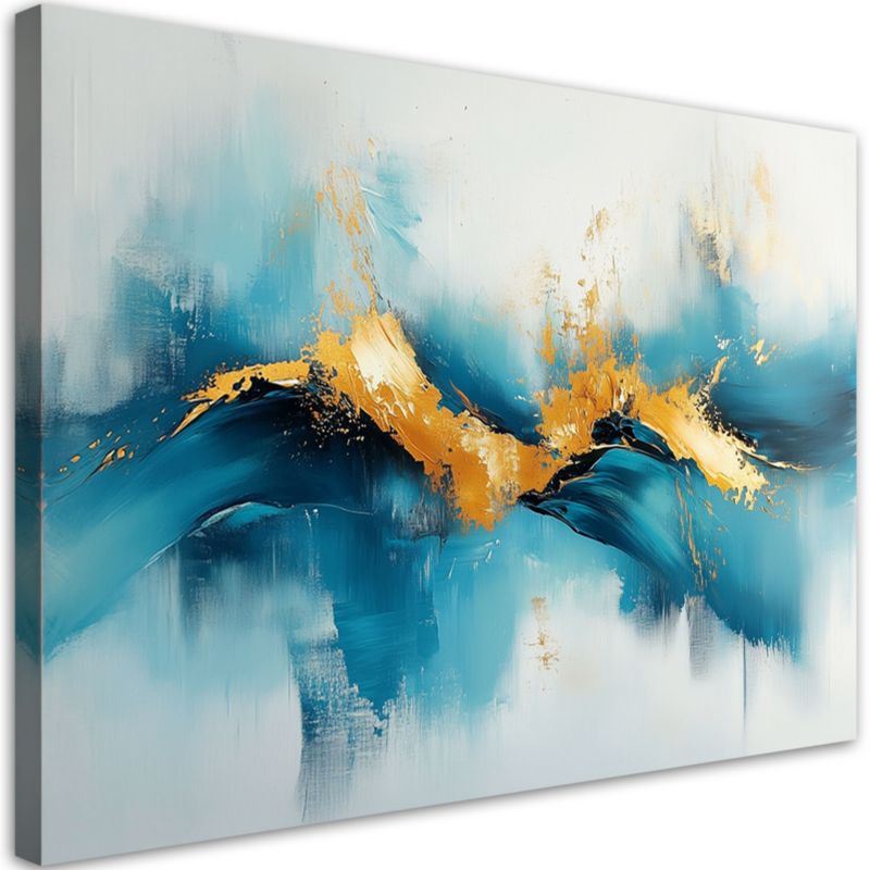 Obraz na płótnie Feeby Abstrakcja Turkusowa ze Złotem 90x60cm 1szt