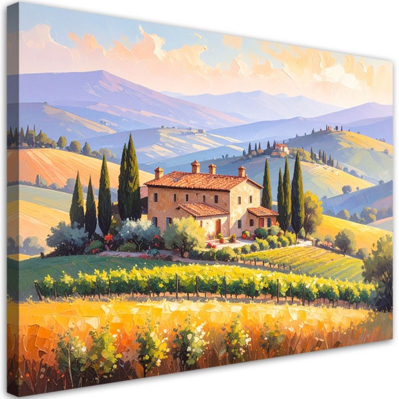 Obraz nowoczesny do salonu Feeby Toskania Pejzaż Dom na wzgórzu 100x70cm 1szt