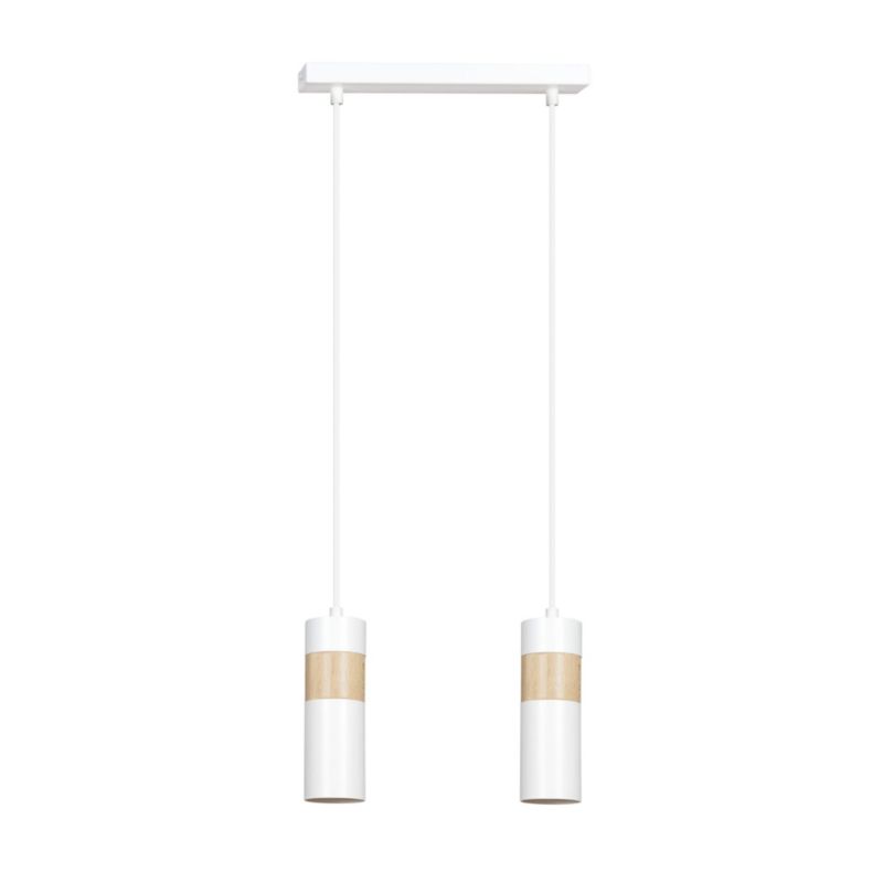 Lampa sufitowa Emibig Akari biała jasne drewno wym: 100 x 30 x 10 cm 2xGU10 x 10W 1 szt.