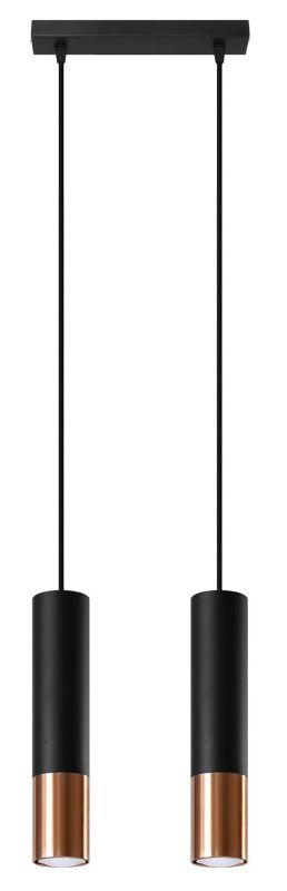 Lampa sufitowa wisząca Sollux Lighting Loopez 1707 czarno-miedziana szerokość 29 cm 2xGU10 x 40W 1 szt.