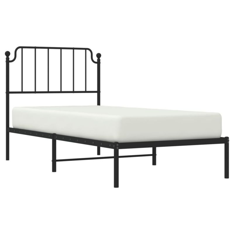 Łóżko metalowe WaszeMeble 90x190 cm z wezgłowiem czarne 1 szt.