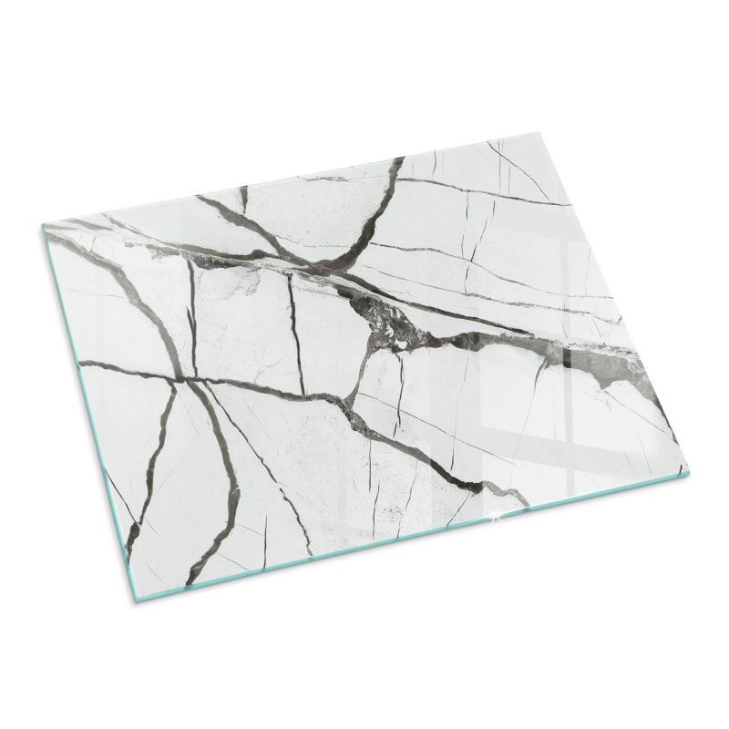 Szklana Podkładka Pod Kominek Prostokąt Wallfluent 80x60 cm Marmurowe żyłki 1 szt.