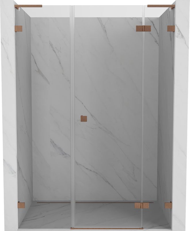 Drzwi prysznicowe uchylne Mexen Lunar L transparent miedź szczotkowana 130x200 cm 1 szt.