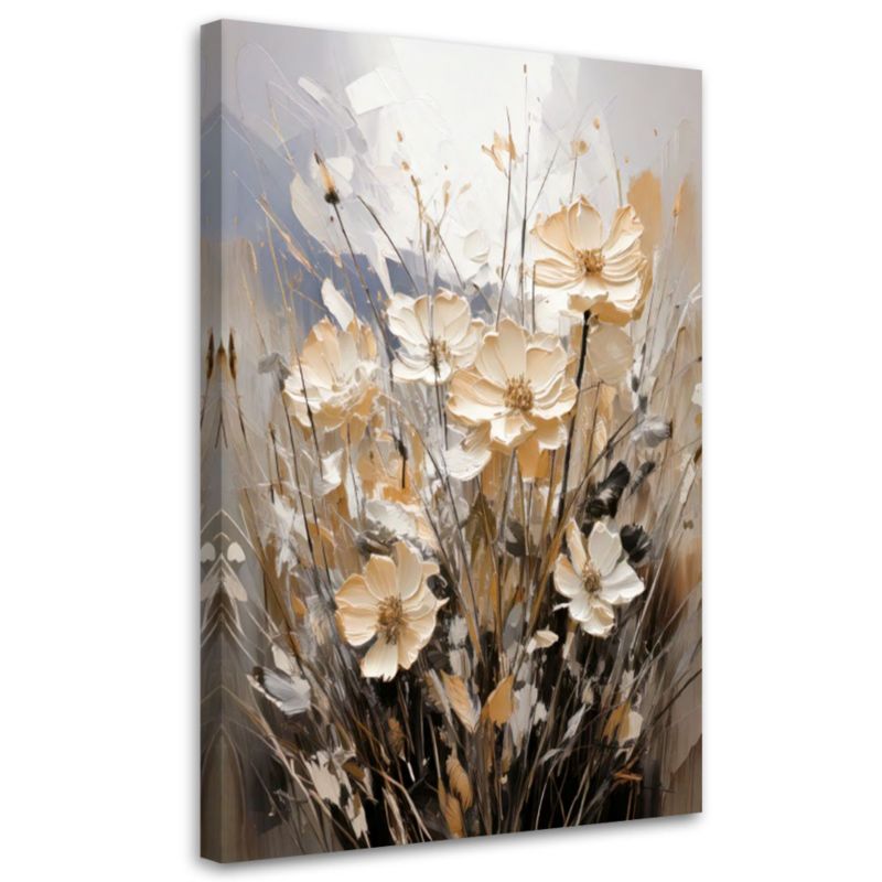 Obraz na płótnie Feeby Kwiaty Akwarela Beżowy 70x100cm 1szt