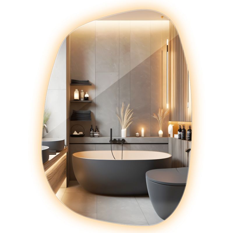 Lustro LED Ciepłe Dekoracyjne Wallfluent 55 x 38 cm Asymetryczne Do Garderoby 1 szt.