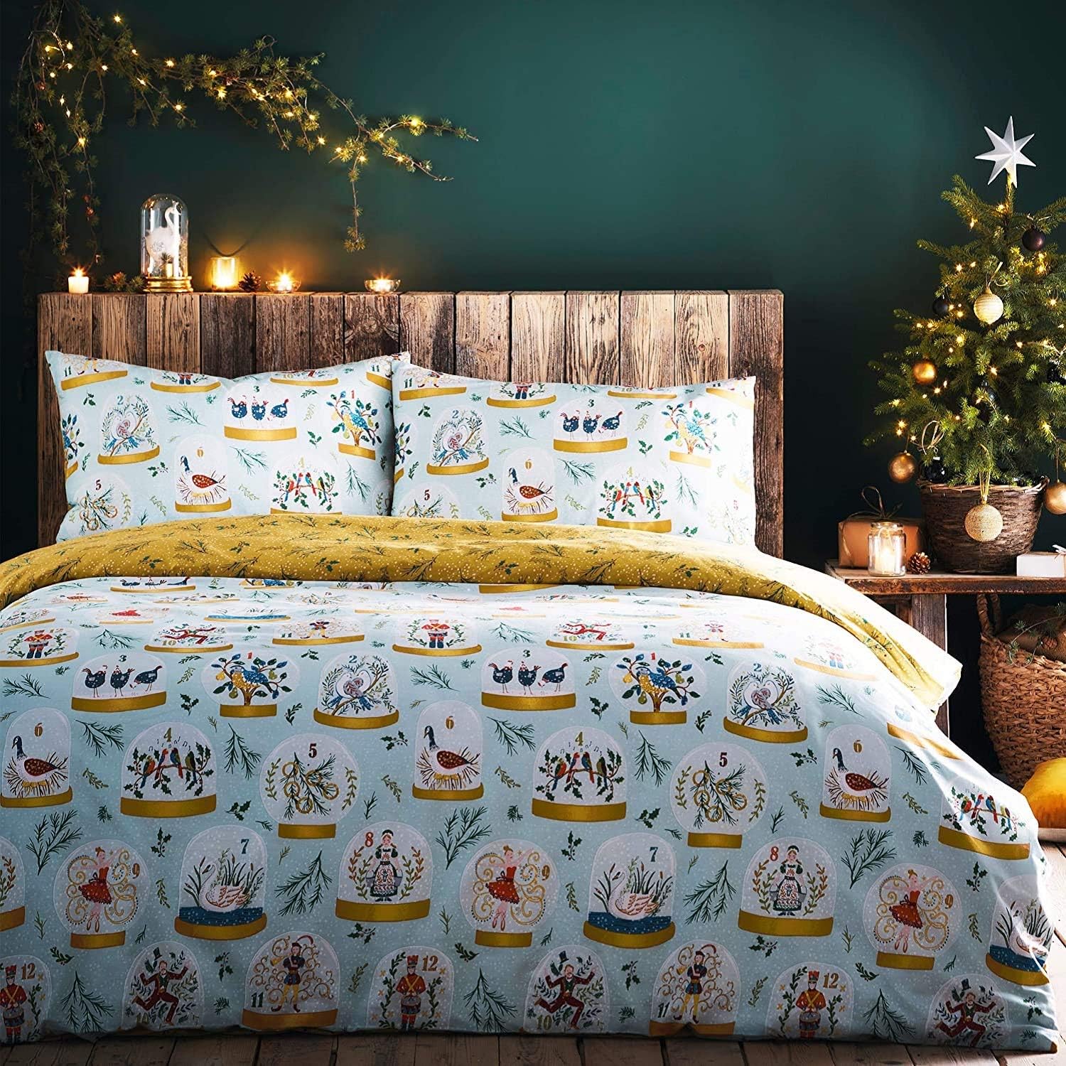 Komplet pościeli świątecznej Śnieżne Kule Rozmiar do Wyboru MA - 1x poszewka 140x200cm + 1x poszewka 50x80cm