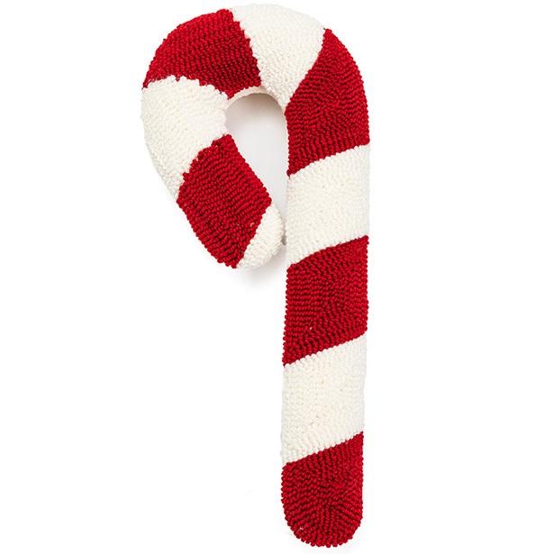 Poduszka dekoracyjna laska cukrowa biało czerwona boucle 48cm ns