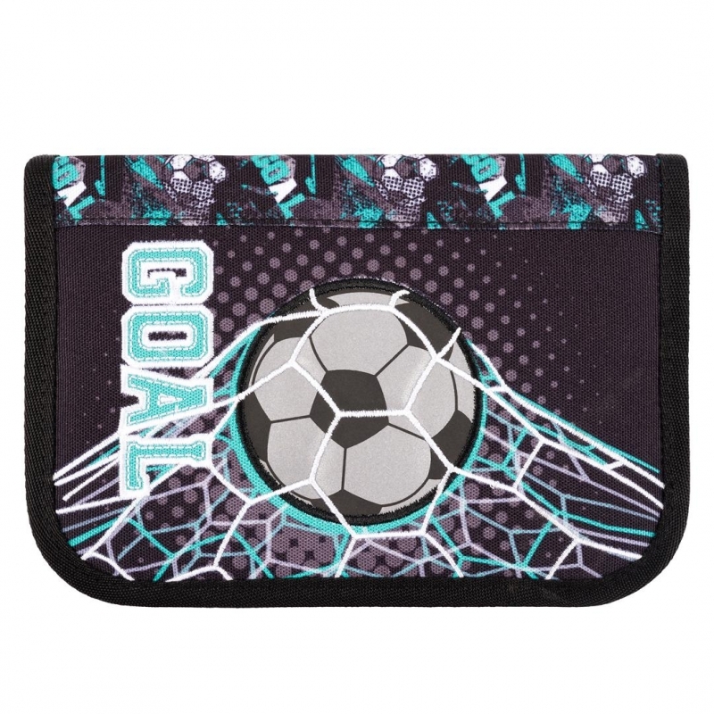 Piórnik szkolny Bambino Goal, 1-komorowy, dwuklapkowy, bez wyposażenia, 21x14x3.5cm