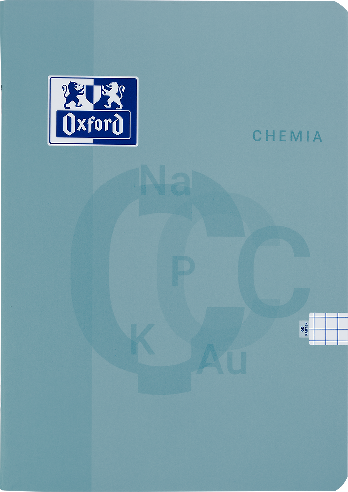 Zeszyt przedmiotowy w kratkę Oxford Chemia, A5, miękka oprawa, 60 kartek, miętowy