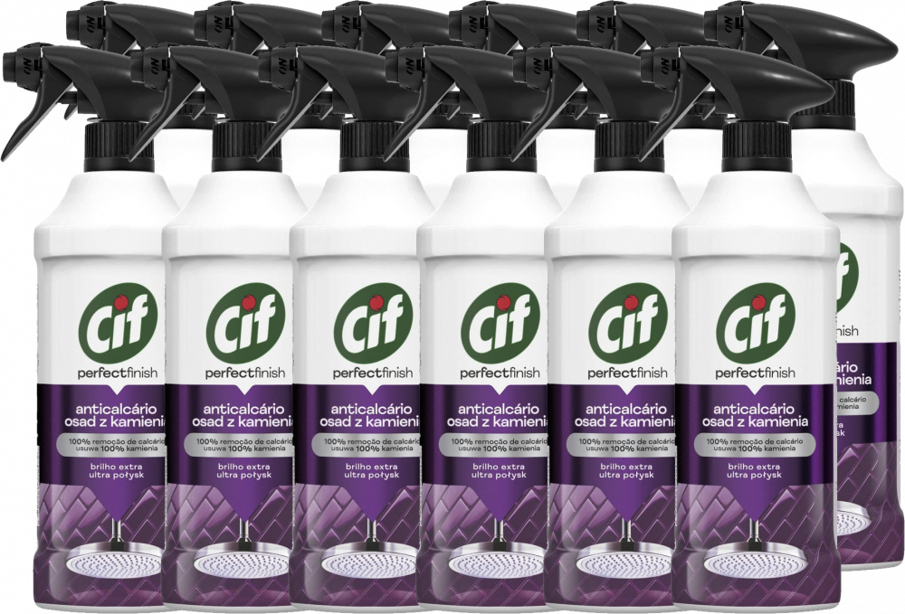 12x Płyn do usuwania kamienia z łazienki Cif Perfect Finish, z rozpylaczem, 435ml