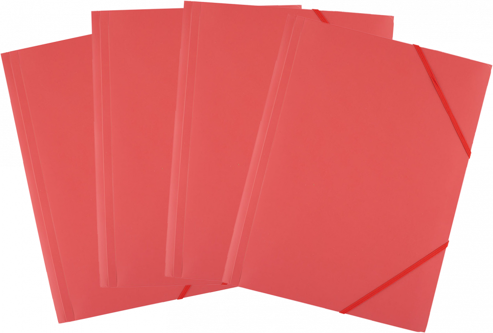 4x Teczka plastikowa z gumką D.Rect, A4, 40mm, czerwony