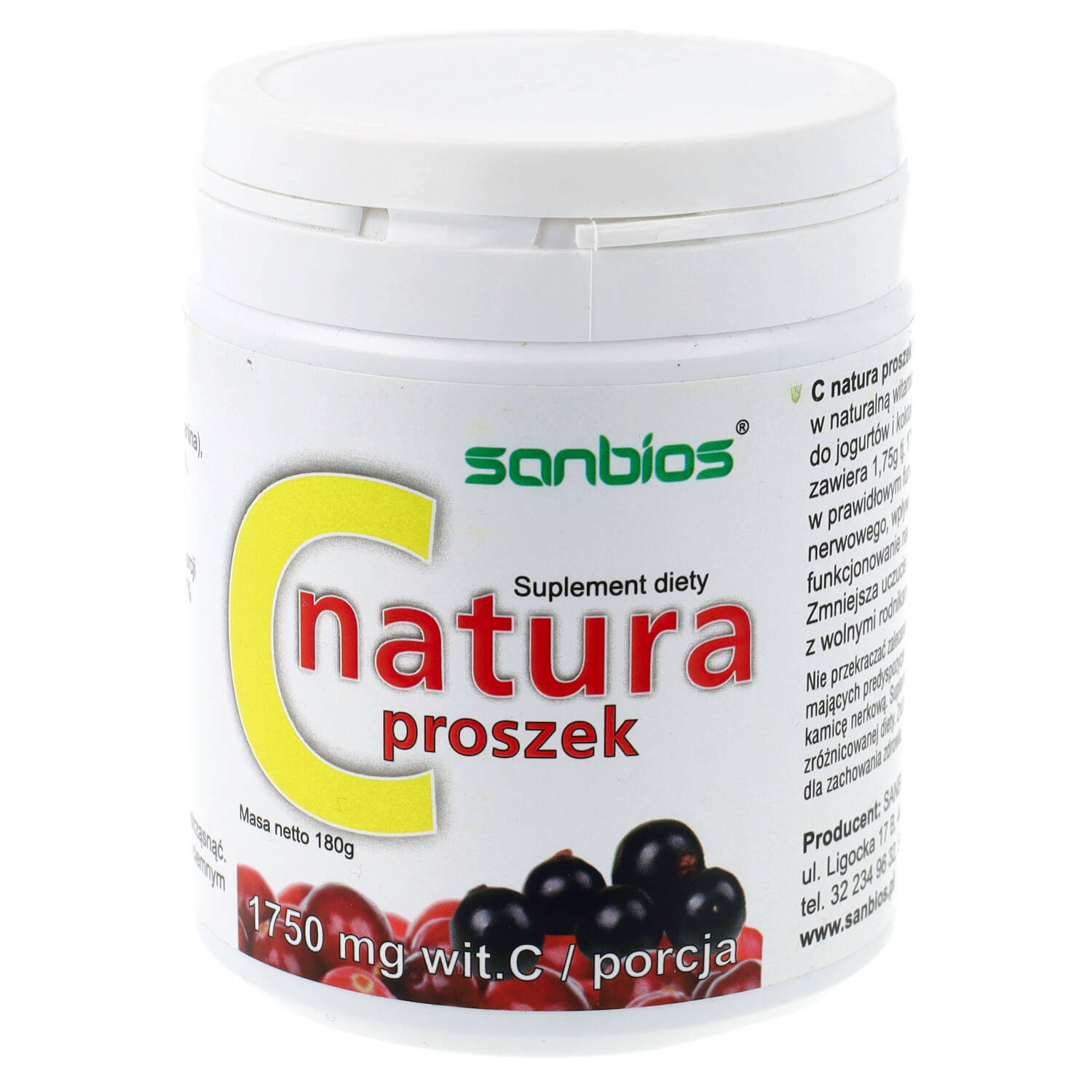 Sanbios witamina c natura, proszek, 180 g