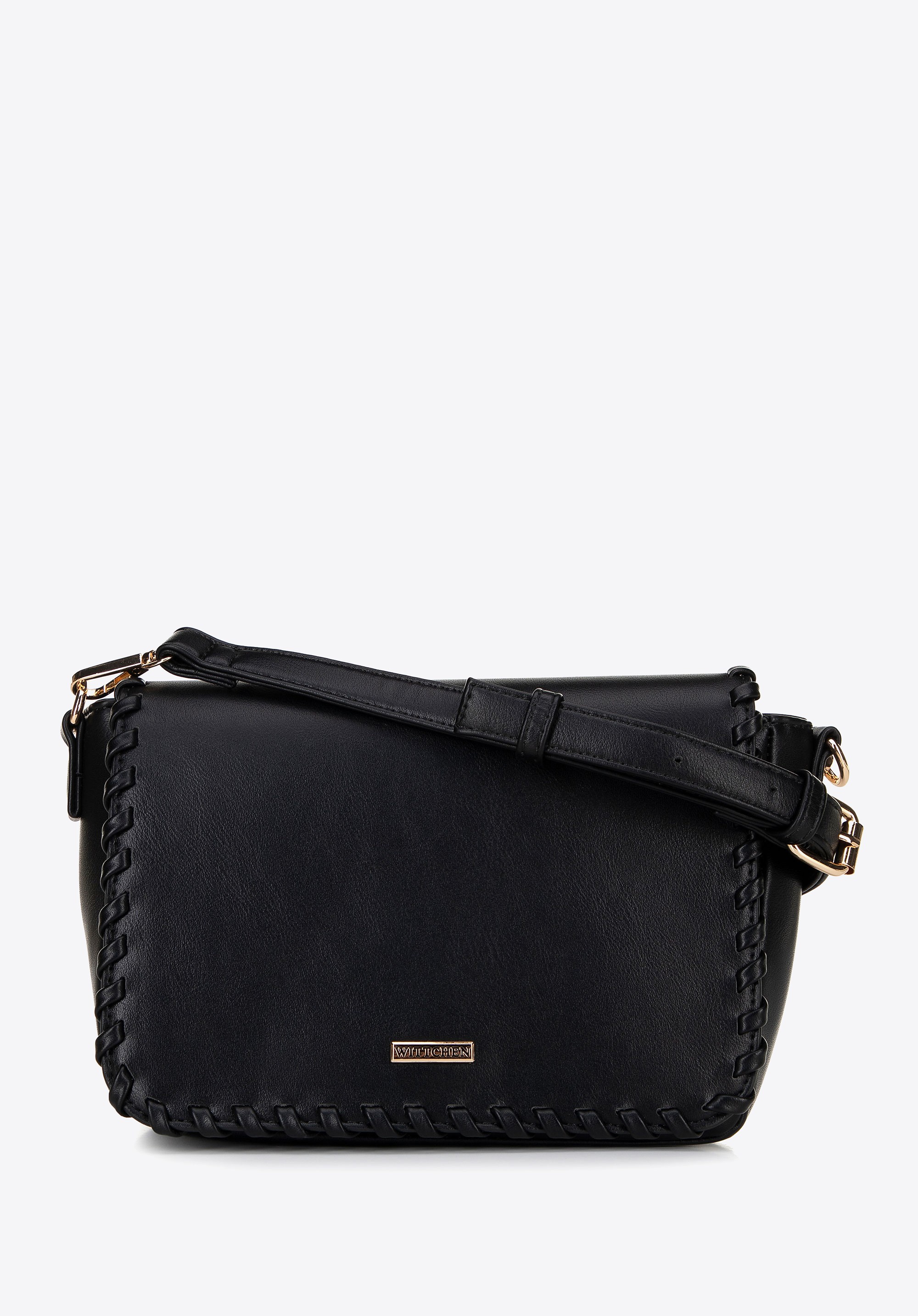 Damska crossbody z obszytą klapą czarna