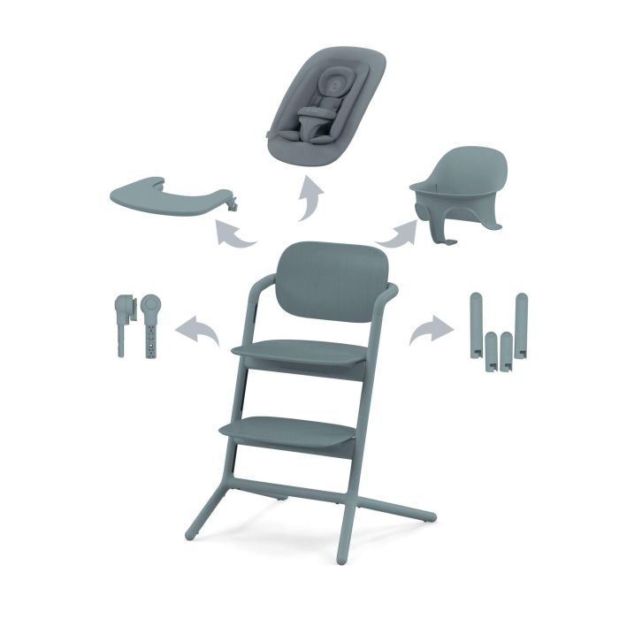 Cybex Lemo 4w1 - krzesełko z zestawem Baby Set, tacką i leżaczkiem-Stone Blue