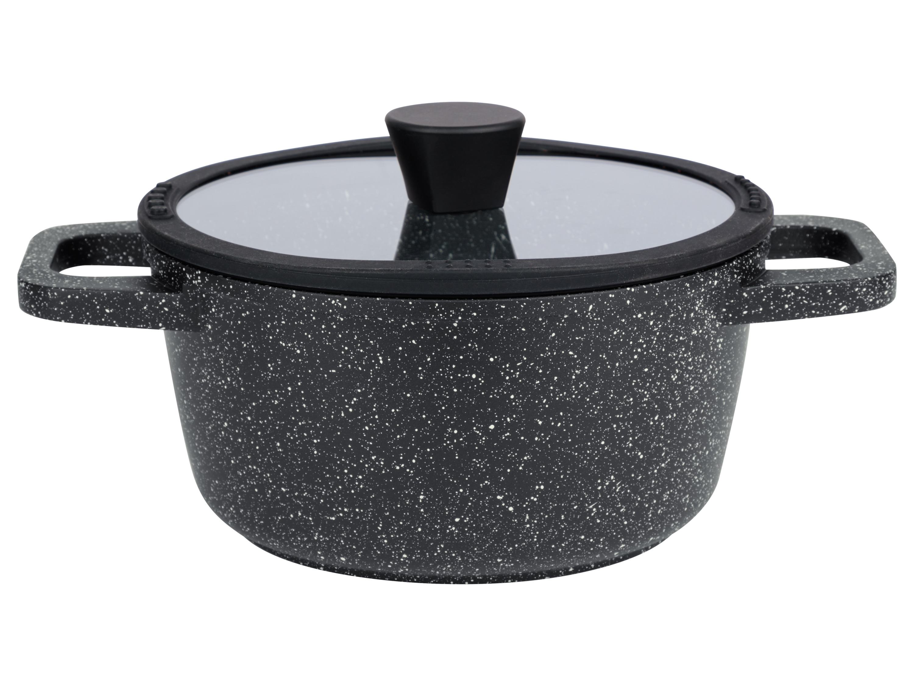 LIVARNO home Garnek aluminiowy z miarką, Ø 20 cm, kamień granitowy/czarny, odporny na zarysowania, do zdrowego gotowania