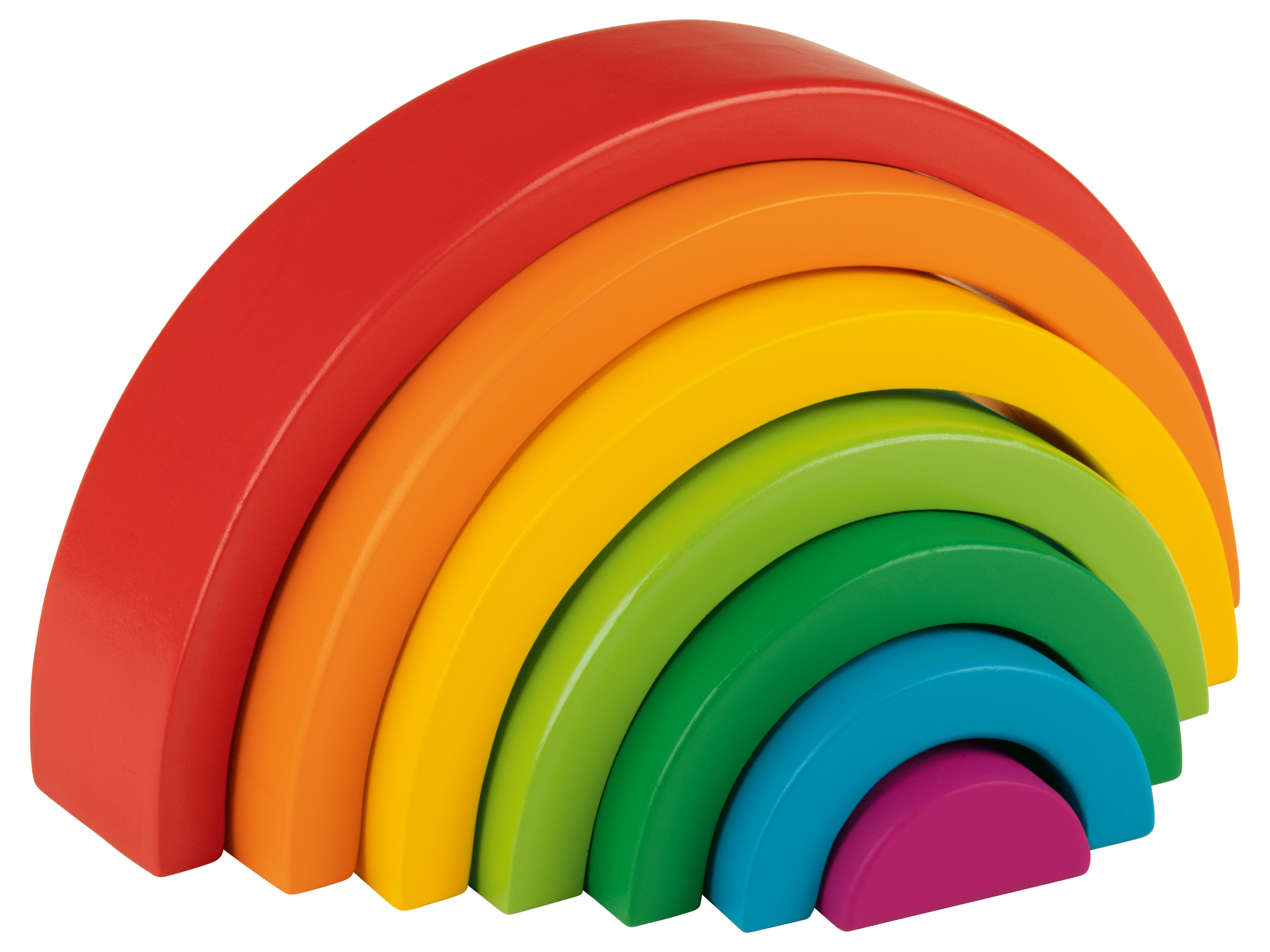 Playtive Drewniana tęcza do zabawy Montessori (Układanka tęcza, 7 elementów), rozwijająca wyobraźnię, kształty i kolory, dla dzieci 1+