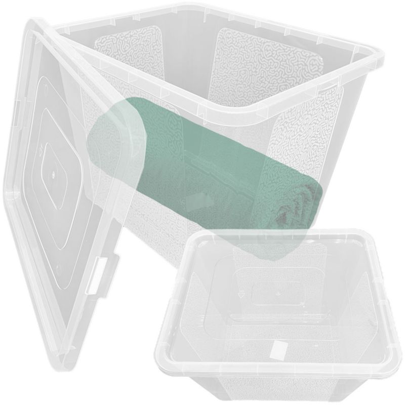 Pojemnik Plastikowy Z Pokrywą 40x33x30 cm, 30 L EDANTI Pudełko Do Przechowywania Przezroczyste 1 szt.