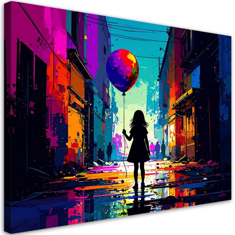 Obraz do pokoju dziecka Feeby Dziewczynka z balonikiem Street art 90x60cm 1szt