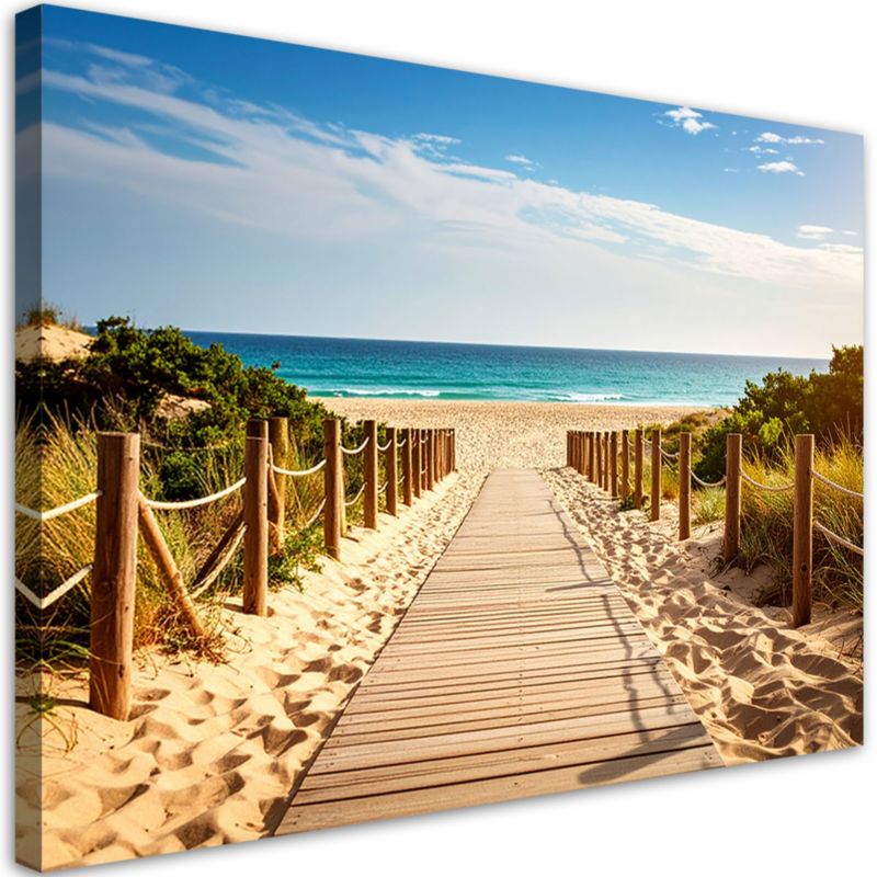 Obraz do salonu sypialni kuchni Feeby Drewniana ścieżka na plażę Pejzaż 100x70cm 1szt