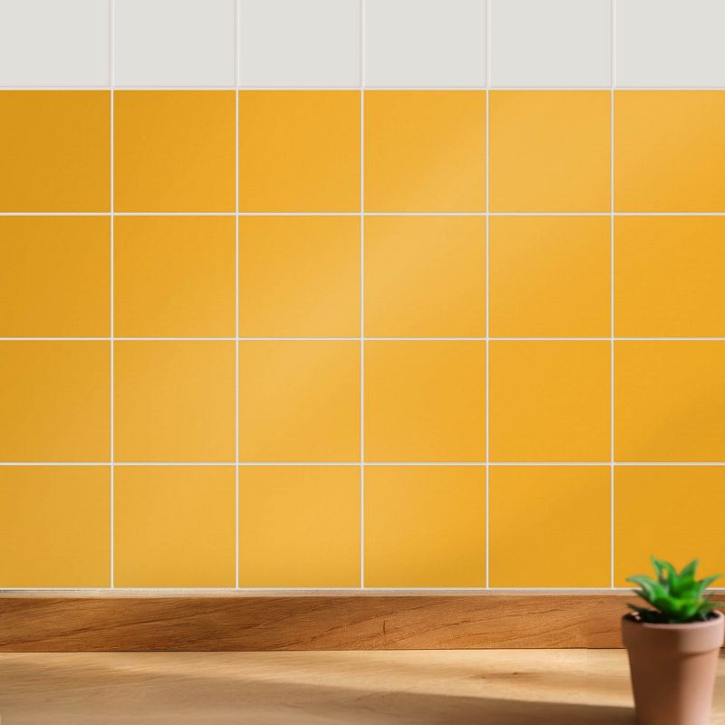 Naklejki na ścianę do kuchni Wallfluent 15x15 cm Kolor jasnopomarańczowy odświeżenie kafelek 24 szt.