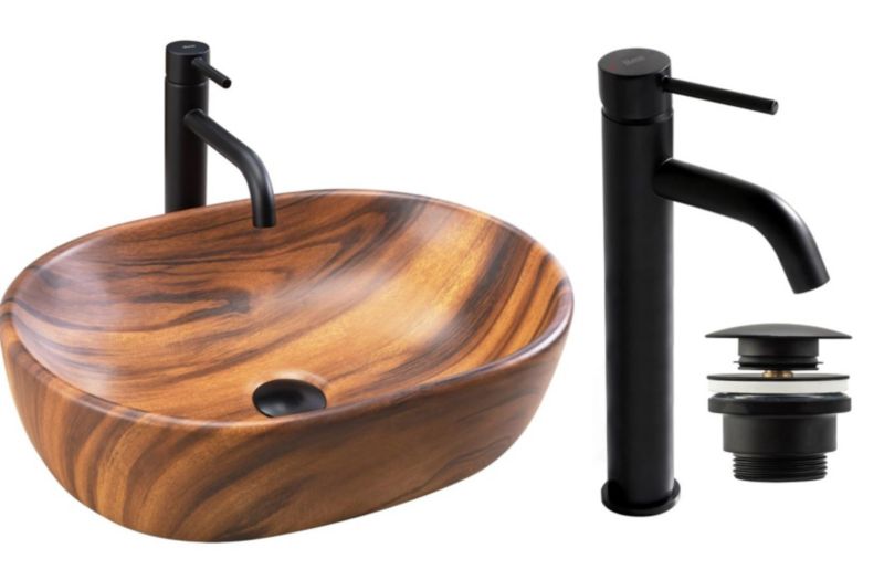 Umywalka nablatowa GTM Design Amelia M2 Brązowa z baterią w zestawie 1 szt.