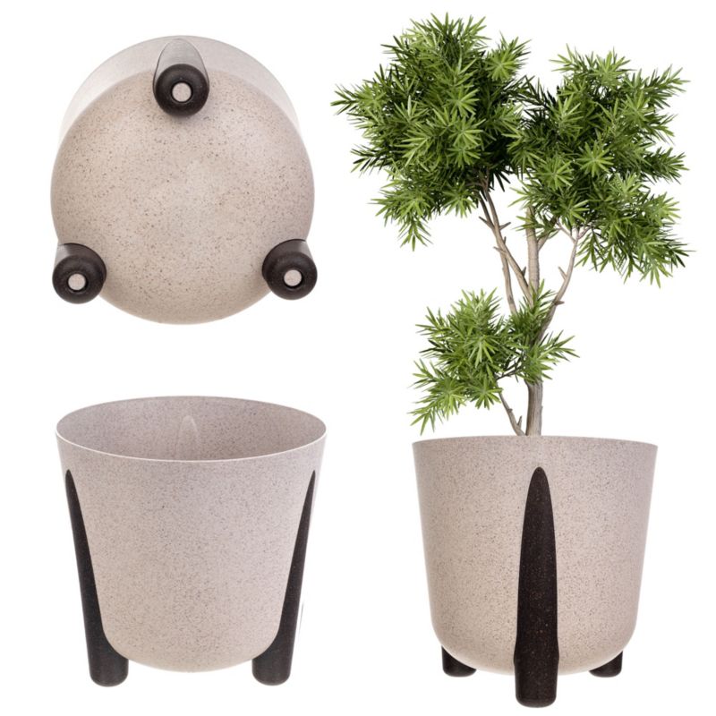 Doniczka KADAX Donica Na Kwiaty Eco Osłonka Nóżki Z Wkładem 18cm Biała 1szt.